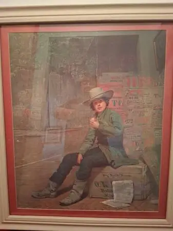 Buffalo Newsboy Large Lithograph > reprinted 1969>Framed /Excellent