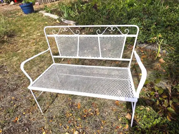 Vintage BENCH Settee outdoor patio furniture wrought iron BOULDER