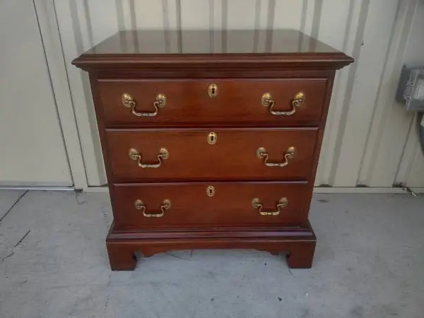 Vintage 1970s Chippendale Solid Mahogany Nightstand - Made in NC!