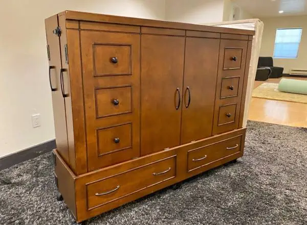 Beautiful hardwood cabinet bed (like a mobile Murphy), full size, like new