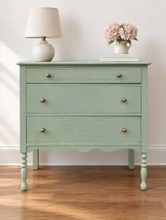 Charming Petite Sage Green Antique Dresser
