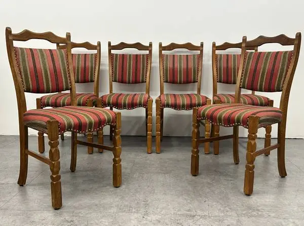 Mid Century Danish Dining Chair Set of 6 Oak Chairs