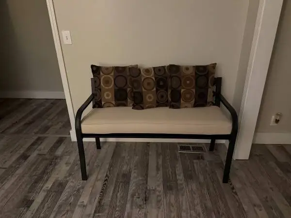 Beautiful And Sturdy Wrought Iron Bench With Pad & Pillows