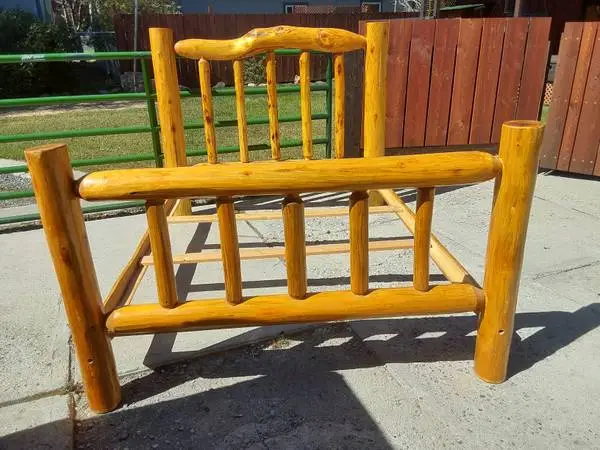 Custom queen log bed