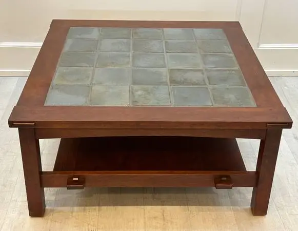 Stickley Tile Top Cherry Coffee Table Arts and Crafts Mission Style