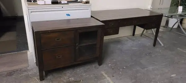 Crate and Barrell Desk and Credenza Set
