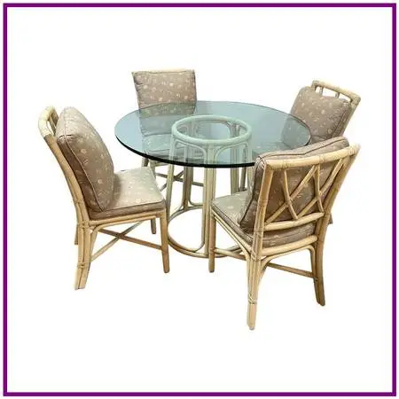 Mcguire Furniture Lattice Back & Seashell Printed Dining Side Chairs A