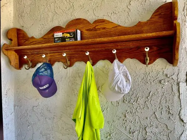 Coat Hanger Hat Hanger Rack Solid Oak Entry Way Shelving 5 ft vintage