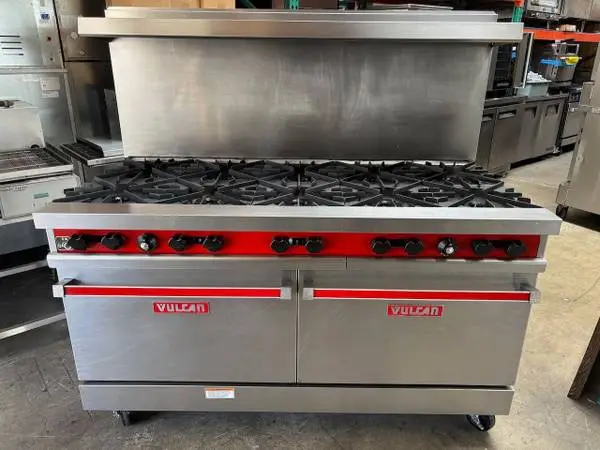 10 Burner Range On 2 Gas Full Size Ovens Vulcan 60L-565 60 Stove On W