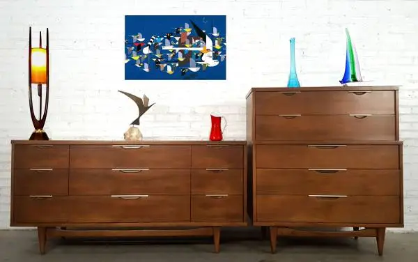 Gorgeous Restored Original Mid Century Bedroom Set Dressers