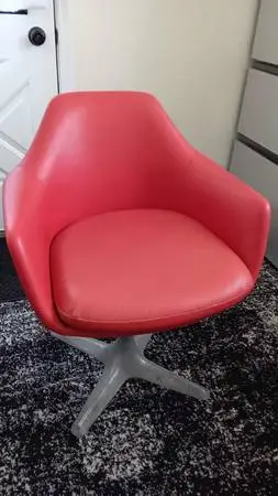 Burke Vinyl Swivel Chair Mid Century