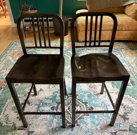 Pair of Heavy-Duty Metal Counter Stools – 24 Seat Height