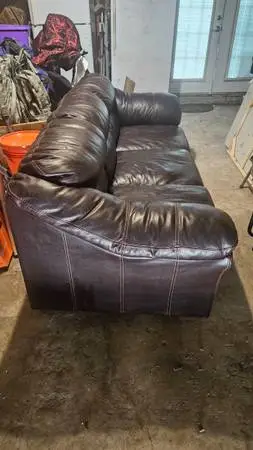 Brown leather sofa