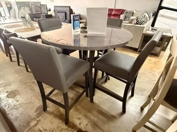 New Gray Pub Dining Table 5 Piece