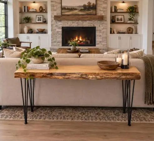 Custom Live Edge Maple Sofa Table