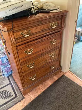 Twin headboard, frame and tall dresser