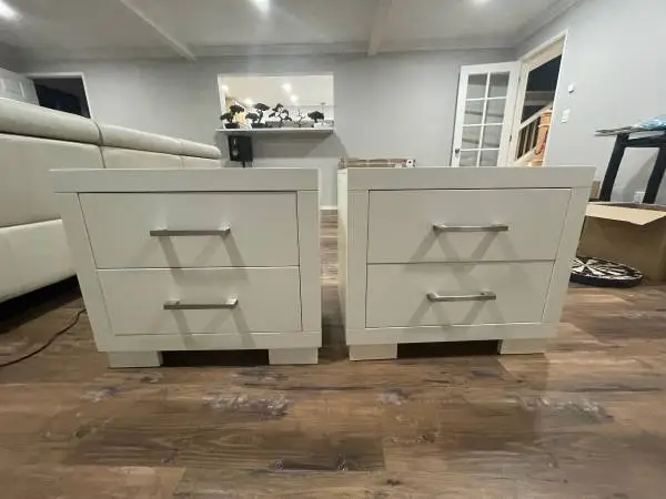 High-quality, two drawer white nightstands