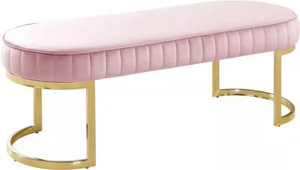 Meridian Lamar Soft Pink Velvet Bench - Barely Used