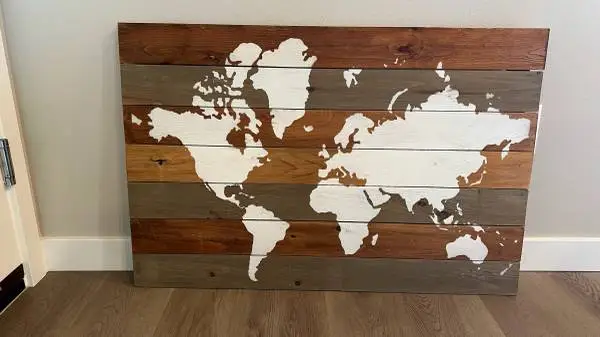 Handmade Wooden World Map Art