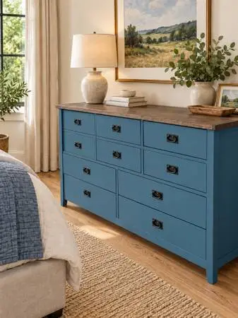 Turquoise solid oak dresser