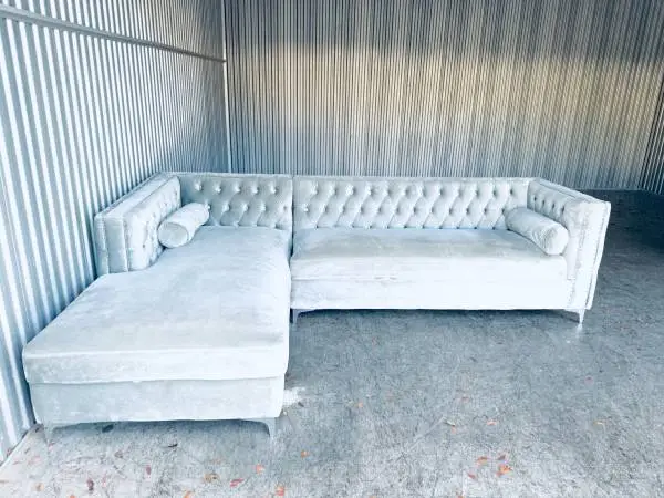 Elegant High End Z Gallerie Crystal Encrusted Sectional Sofa w/Storage