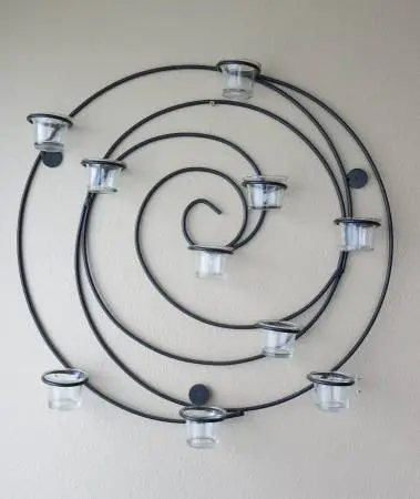 Black Metal Circular Candle Holder Wall decor - 22 diameter