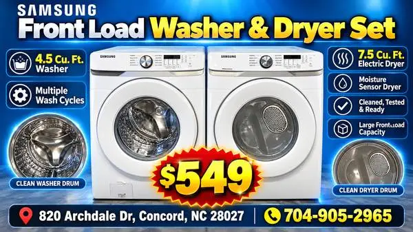 Samsung Front Load Washer & Dryer Set – Large Capacity – Looks New
