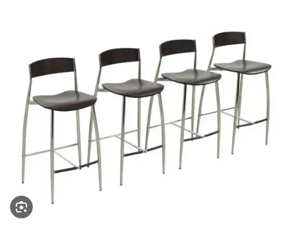 Four Baba Italian Barstools by Altek wood &chrome Mid Century Modern