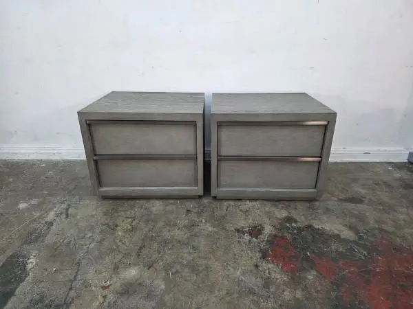 Restoration Hardware Bezier Closed nightstands Grey Oak Set of 2 $1,19