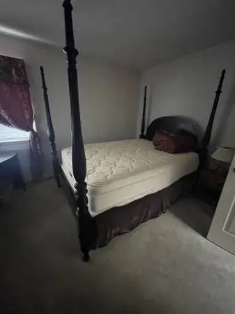 Clean bed frame Mattress and box spring Included