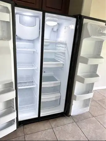 Black side-by-side fridge