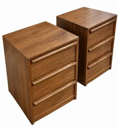 Mid century - Tall pair of night stands with 3 drawers