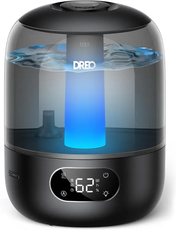 DREO 3L Humidifiers for Bedroom, 30H Runtime, 26 dB Quiet, BlackEasy to Refill & Clean, Precise Humi