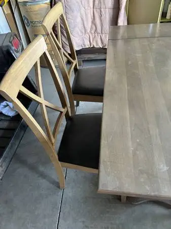 TABLE WITH DROP LEAF AND FOUR CHAIRS