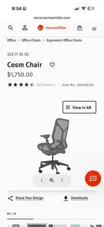 New Herman miller mid back cosm office chair /authentic