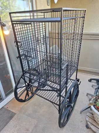 Customized Large Bird Flight Cage on WHEELCHAIR WHEELS & HANDLES 3DRS