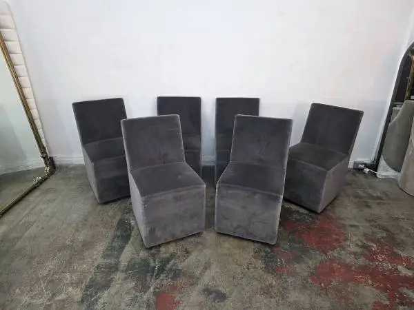 Restoration Hardware Ellison Vintage Velvet Charcoal Side Dining Chair
