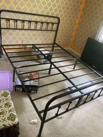 Used Like New Black Metal Bed Frame Full Queen Size