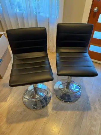 Modern bar stools - black faux leather w/ chrome metal bases - Flash Furniture