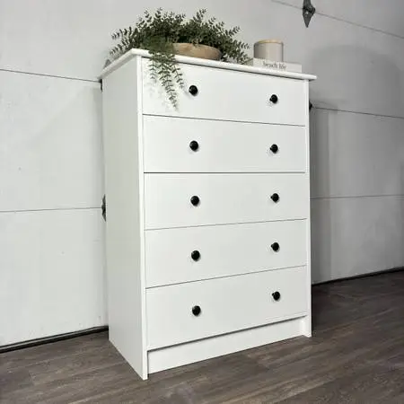 White 5-Drawer Dresser, Perfect for Bedroom | Tall Chest