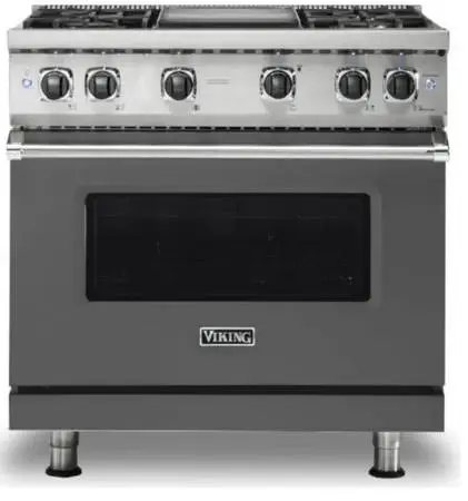 *Open Box* Viking 36” All Gas Range – 5 Series – Damascus Grey