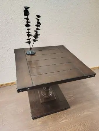 Nail Trim 2015 Stout Rugged Rustic Dark Wood Slat Pedestal Column End Table