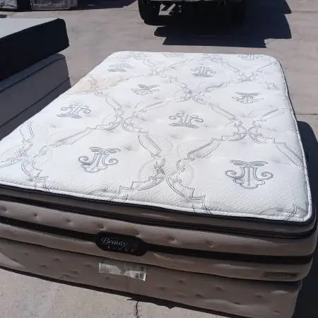 Queen beautyrest pillowtop mattress and box spring
