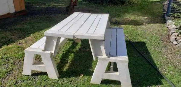 Plastic pvc picnic table-double bench transforming