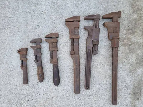 Lot of 6 Vintage Heavy-Duty Pipe Wrenches – TRIMO USA & Assorted Sizes
