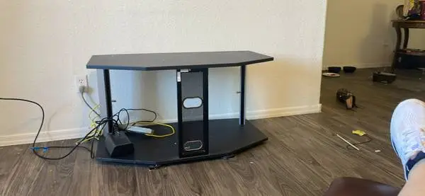 Tv stand black dots large tv in great condition