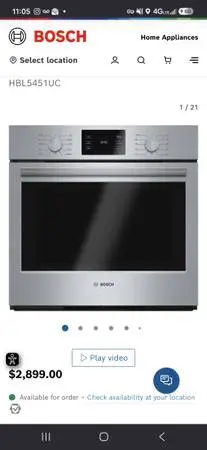 Bosch 500 Series 30 Single Electric Wall Oven – New | HBL5451UC | $600