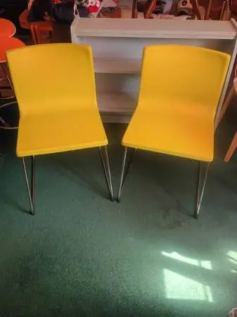 Pair of new Ikea Bernhard chrome and vinyl chairs