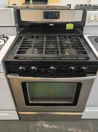 Whirlpool gas stove stainless and black