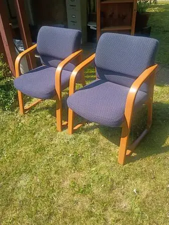 Pair of hardwood frame upholstered chairs